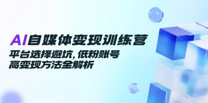 AI自媒体变现训练营，平台选择避坑，低粉账号高变现方法全解析-LH资源分享网