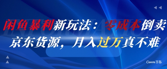 闲鱼暴利新玩法：零成本倒卖京东货源，月入过1W真不难-LH资源分享网