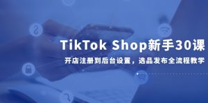 TikTok Shop新手30课，开店注册到后台设置，选品发布全流程教学-LH资源分享网