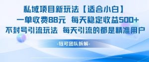 私域项目新玩法【适合小白】 一单收费88.每天稳定收益几张-LH资源分享网
