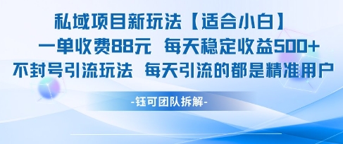 私域项目新玩法【适合小白】 一单收费88.每天稳定收益几张-LH资源分享网