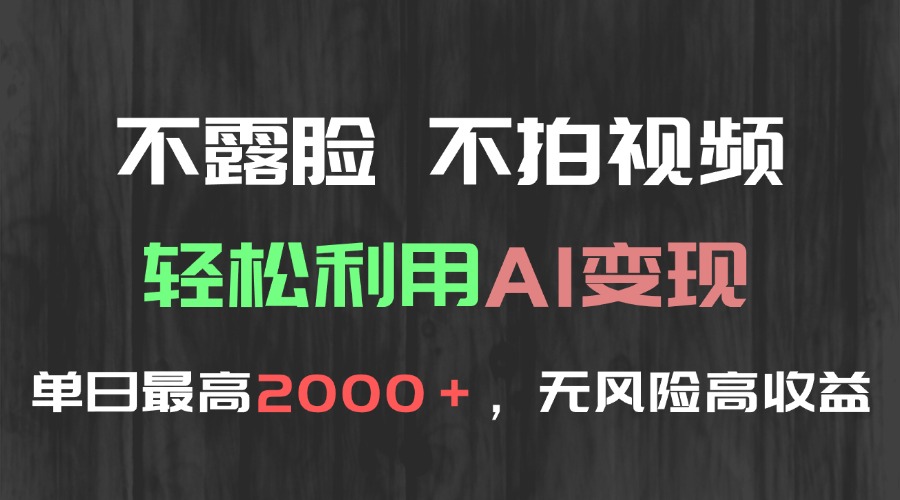 不露脸，不拍视频，轻松利用AI变现，单日最高2000＋，无风险高利润-LH资源分享网