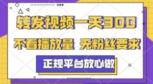 转发视频一天3张+，正规平台放心做，不看播放量，无粉丝要求，随时随地挣收益【揭秘】-LH资源分享网