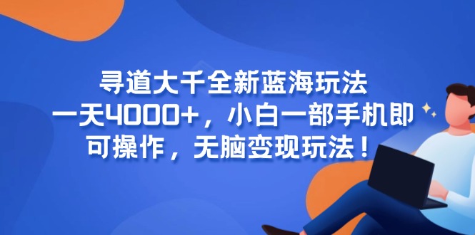 寻道大千全新蓝海玩法，一天4000+，小白一部手机即可操作，无脑变现玩法！-LH资源分享网