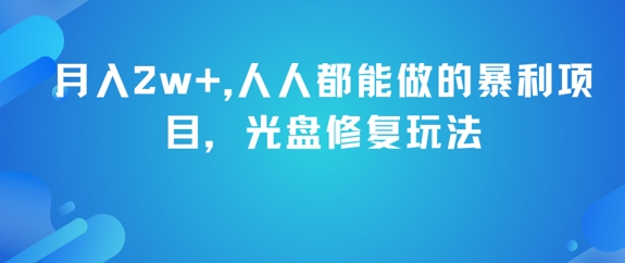 月入2w+，人人都能做的暴利项目，光盘修复玩法-LH资源分享网