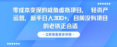 零成本变现的咸鱼虚拟项目， 轻资产运营，新手日入3张+，目前没有项目的老铁正合适-LH资源分享网