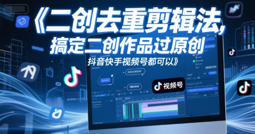 短视频二创去重剪辑法，搞定二创作品过原创，抖音快手视频号都可以-LH资源分享网