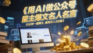 用AI做公众号流量主爆文名人名言，10分钟一篇爆文，最高月入5位数-LH资源分享网