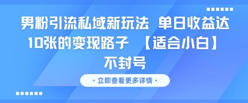 男粉引流私域新玩法，单日收益达10张的变现路子 【适合小白】不封号-LH资源分享网