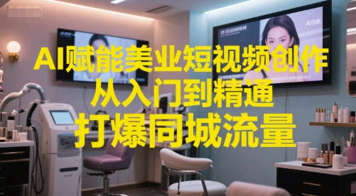 AI赋能美业短视频创作，从入门到精通，打爆同城流量，超级AI工具短视频实操落地-LH资源分享网