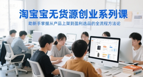 淘宝无货源创业系列课，助新手掌握从产品上架到盈利选品的全流程方法论-LH资源分享网