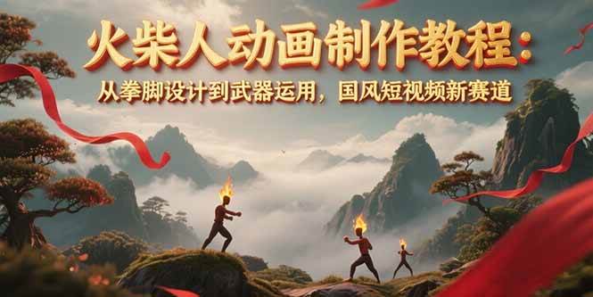 火柴人动画制作教程：从拳脚设计到武器运用，国风短视频新赛道-LH资源分享网