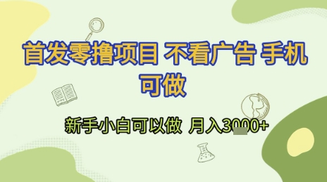 首发零撸项目 不看广告 手机可做 新手小白可以做  月入3k+【揭秘】-LH资源分享网