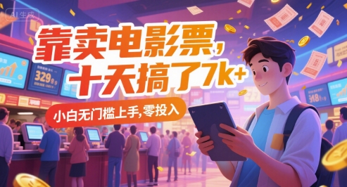 靠卖电影票，十天搞了7k+，小白无门槛上手，零投入【揭秘】-LH资源分享网