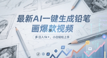 最新AI一键生成铅笔画爆款视频，多平台分发，日 入1k+，小白轻松上手【揭秘】-LH资源分享网