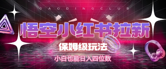 悟空小红书拉新，保姆级玩法，小白也能日入四位数-LH资源分享网