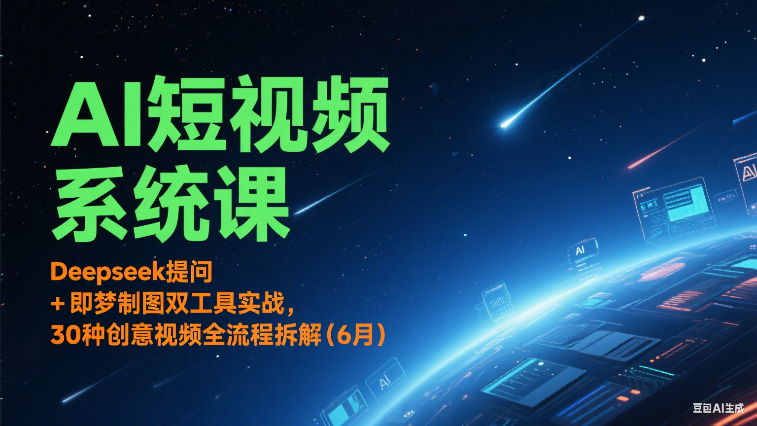 AI短视频系统课：Deepseek提问 + 即梦制图双工具实战，30种创意视频全流程拆解(6月)-LH资源分享网
