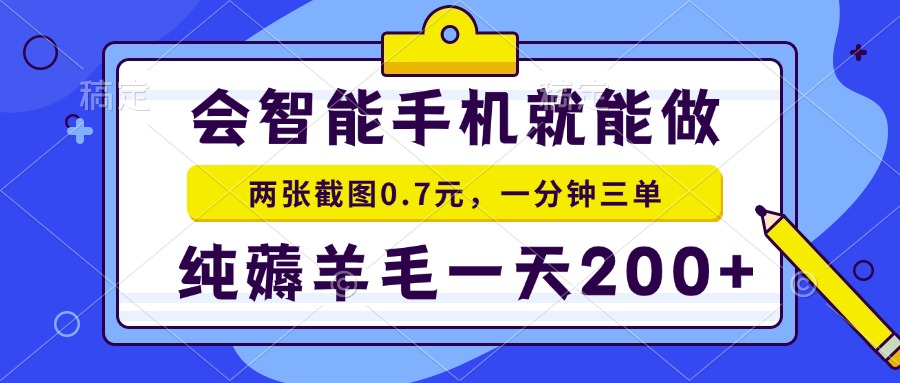 2025年零撸手机项目 二十秒一单 纯薅羊毛 一天200+做就有-LH资源分享网