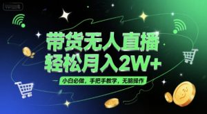 带货无人直播，轻松月入2W+，小白必做，手把手教学，无脑操作(附学习资料)-LH资源分享网