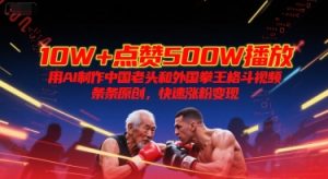 10W+点赞500W播放，用AI制作中国老头和外国拳王格斗视频，条条原创，快速涨粉变现-LH资源分享网