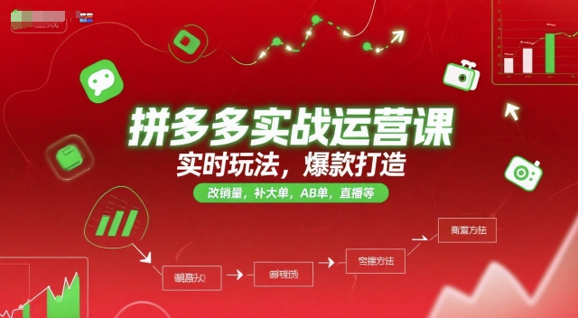 拼多多实战运营课，实时玩法，爆款打造，改销量，补大单，AB单，直播等(更新2025月)-LH资源分享网