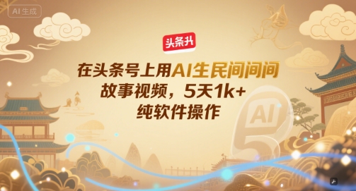 在头条号上用AI生民间故事视频，5天1k+，纯软件操作-LH资源分享网
