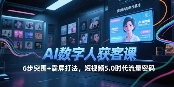AI数字人获客课，6步突围+霸屏打法，短视频5.0时代流量密码-LH资源分享网