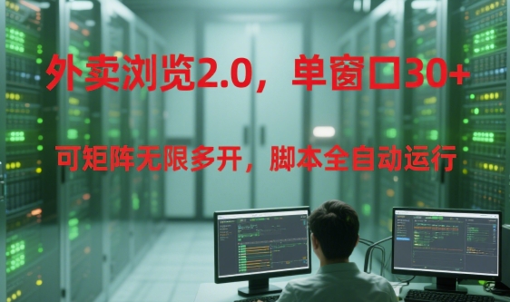 外卖浏览2.0，单窗口30+可矩阵无限多开，脚本全自动运行【揭秘】-LH资源分享网