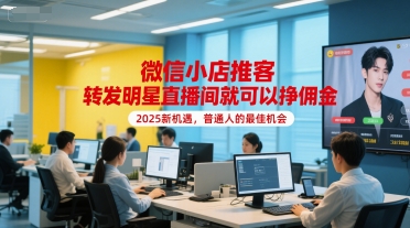 微信小店推客，转发明星直播间就可以挣佣金，2025新机遇，普通人的最佳机会-LH资源分享网