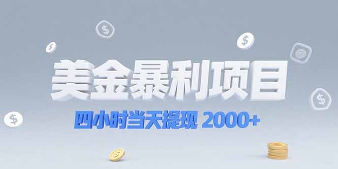 美金暴利项目，四小时当天提现 2000+机会留给会选赛道的人-LH资源分享网