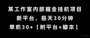 某工作室内部掘金挂G项目，新平台，每天30分钟，单机30+【揭秘】-LH资源分享网