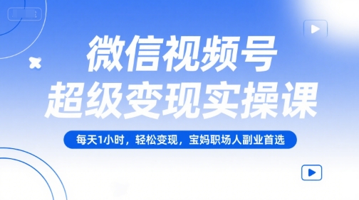 微信视频号超级变现实操课，每天1小时，轻松变现，宝妈职场人副业首选-LH资源分享网
