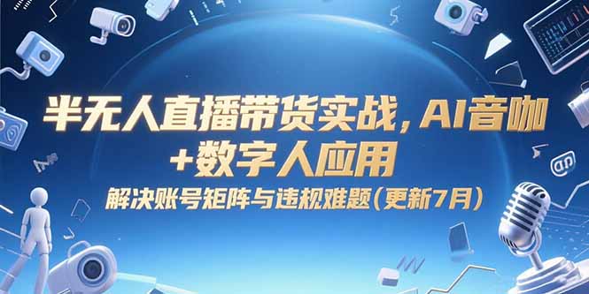 半无人直播带货实战，AI音咖+数字人应用 解决账号矩阵与违规难题(更新7月-LH资源分享网