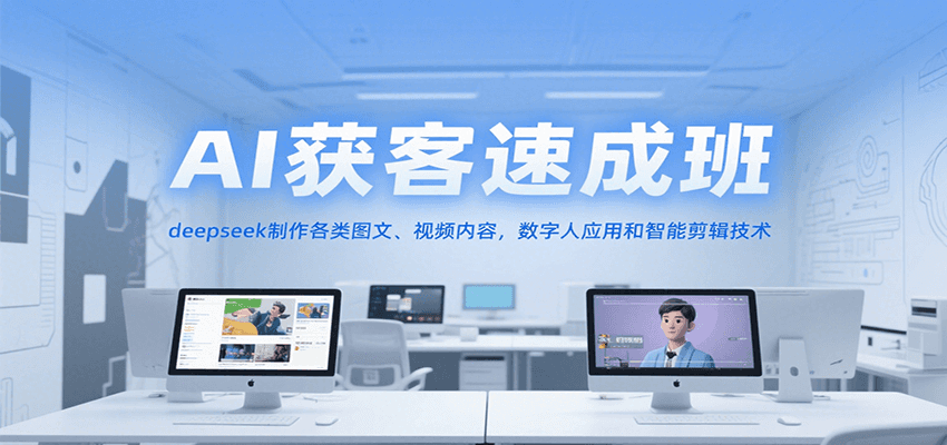 AI获客速成班，deepseek制作各类图文、视频内容，数字人应用和智能剪辑技术-LH资源分享网