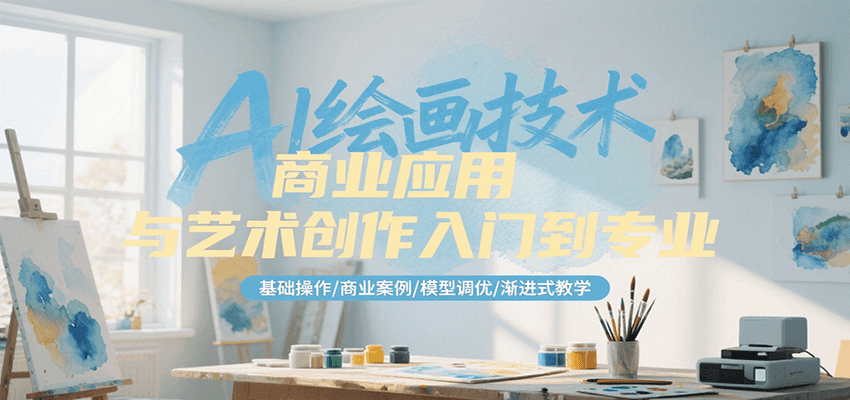 AI绘画技术商业应用与艺术创作入门到专业，基础操作/商业案例/模型调优/渐进式教学-LH资源分享网