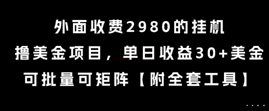 外面收费2980的挂G撸美金项目，单日收益30+美金，可批量可矩阵【揭秘】-LH资源分享网