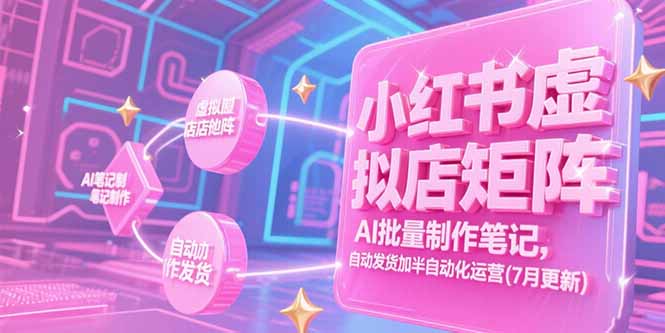 小红书虚拟店矩阵，AI批量制作笔记，自动发货加半自动化运营(7月更新-LH资源分享网