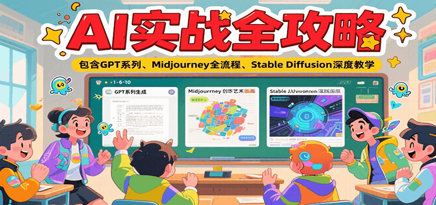 AI实战全攻略，包含GPT系列、Midjourney全流程、Stable Diffusion深度教学-LH资源分享网