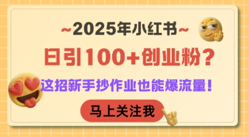 2025年小红书日引100+创业粉？这招新手抄作业也能爆流量！-LH资源分享网