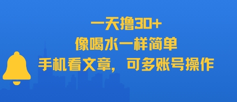 一天撸30+，像喝水一样简单，手机看文章，可多账号操作-LH资源分享网
