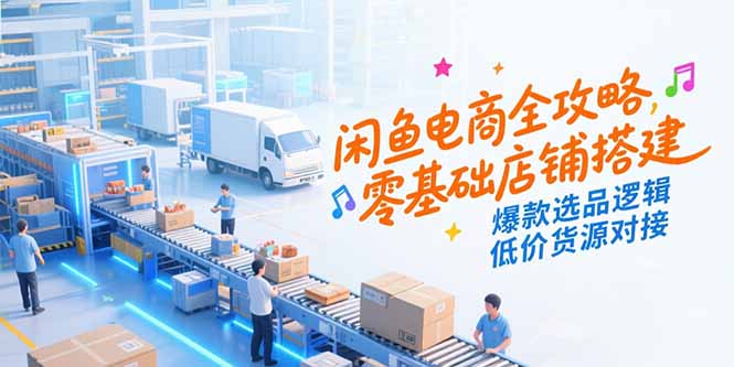闲鱼电商全攻略，零基础店铺搭建，爆款选品逻辑，低价货源对接-LH资源分享网