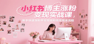 小红书博主涨粉变现实战课，新手快速涨粉并实现低粉高变现全流程-LH资源分享网