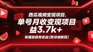西瓜视频变现项目，单号月收益3.7k+，有播放就有收益(附详细教程)-LH资源分享网