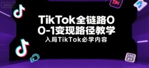 TikTok全链路0-1变现路径教学,入局TikTok必学内容-LH资源分享网