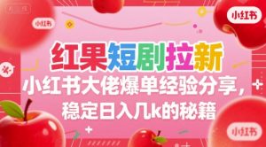 红果短剧拉新小红书大佬爆单经验分享，稳定日入几k的秘籍-LH资源分享网