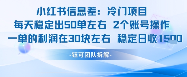 小红书信息差冷门项目一单利润30块每天稳定1.5k左右2个账号操作-LH资源分享网