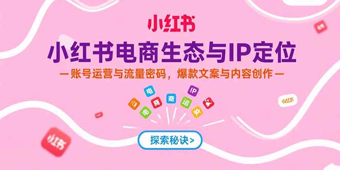小红书电商生态与IP定位，账号运营与流量密码，爆款文案与内容创作-LH资源分享网