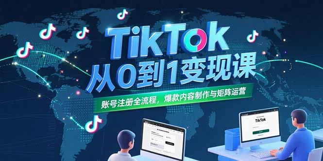 TikTok从0到1变现课，账号注册全流程，爆款内容制作与矩阵运营-LH资源分享网