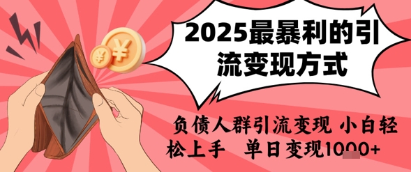 2025年最暴利的引流变现方式，负债人群引流变现，小白轻松上手，日入1k-LH资源分享网