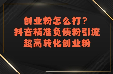 创业粉怎么打？抖音精准负债粉引流，超高转化创业粉-LH资源分享网